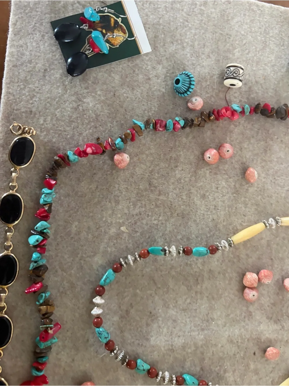 Handmade Turquoise & Red Beaded Women’s Necklace Set